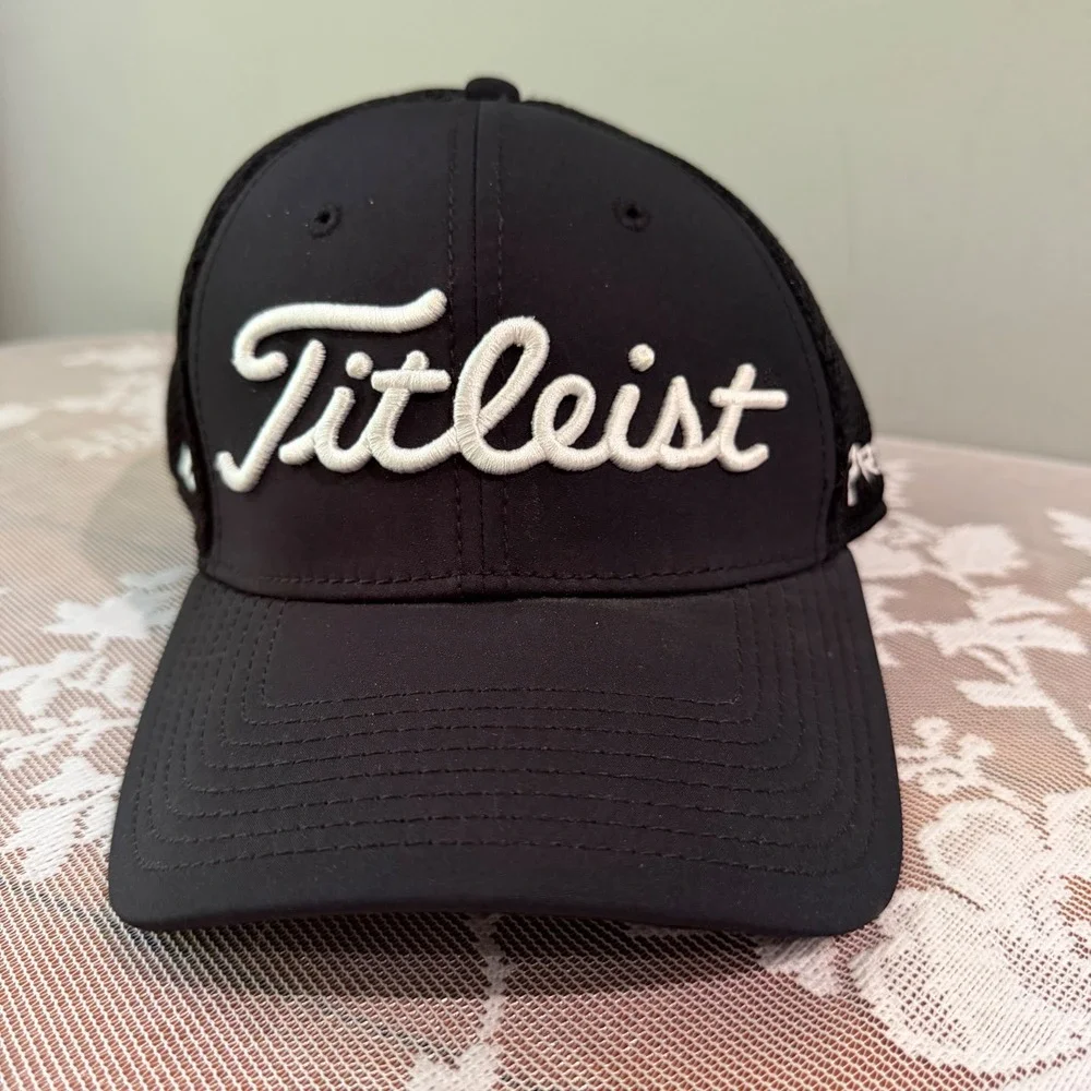 Titleist Golf Hat Mens‎ L-XL Black Foot Joy Mesh Back New Era FJ Pro V1 Cap